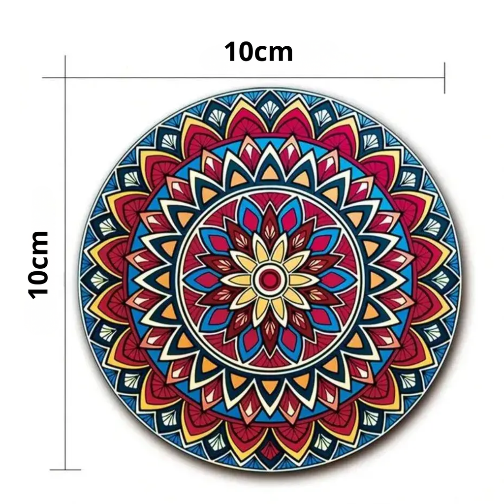 Set 8 Posavasos Madera Deseño Mandala Antideslizante