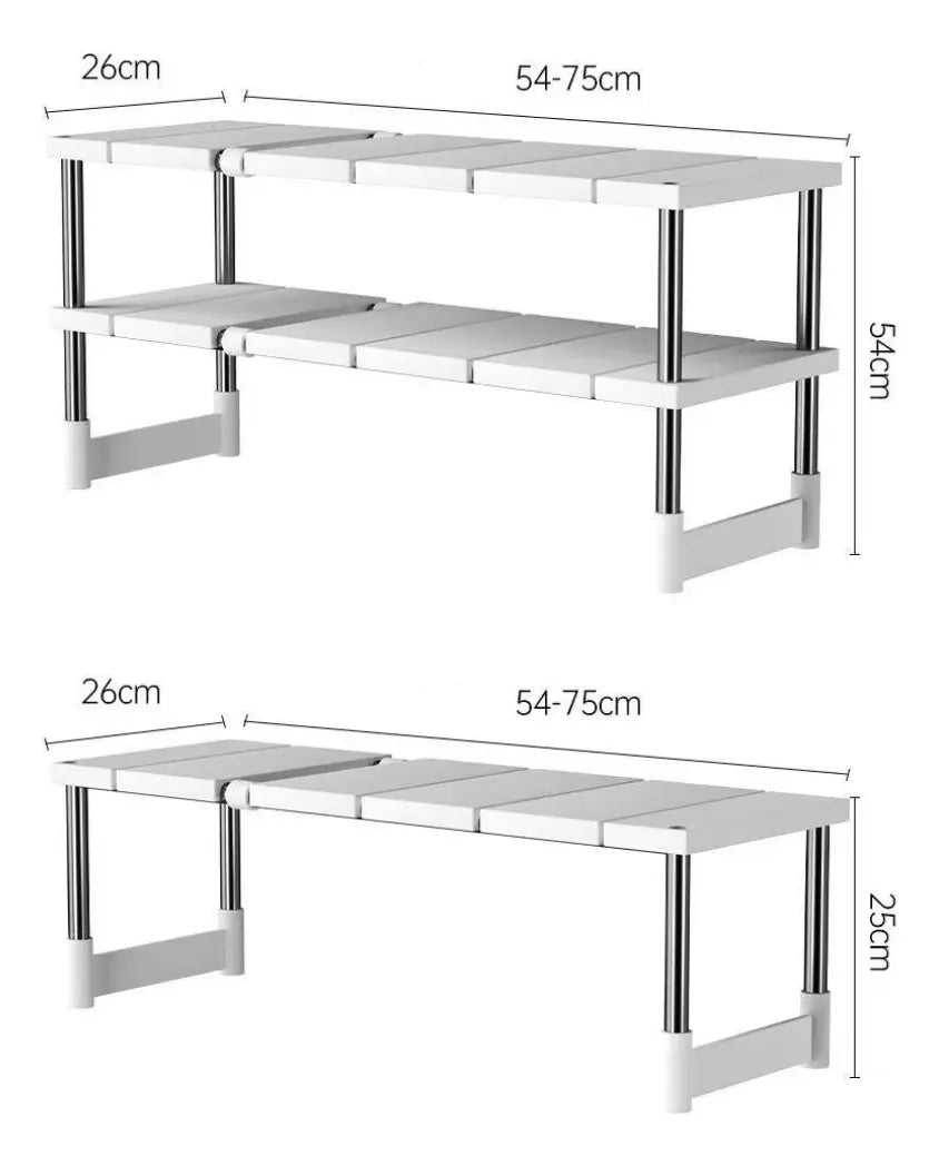 Estante 2 Nivel Gabinete Adaptable Cocina Baño Organizador