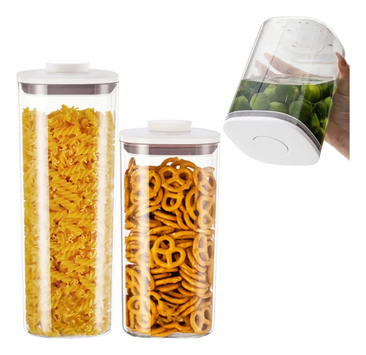 2 Contenedor Hermética Al Vacío 2300ml 1600ml Frasco