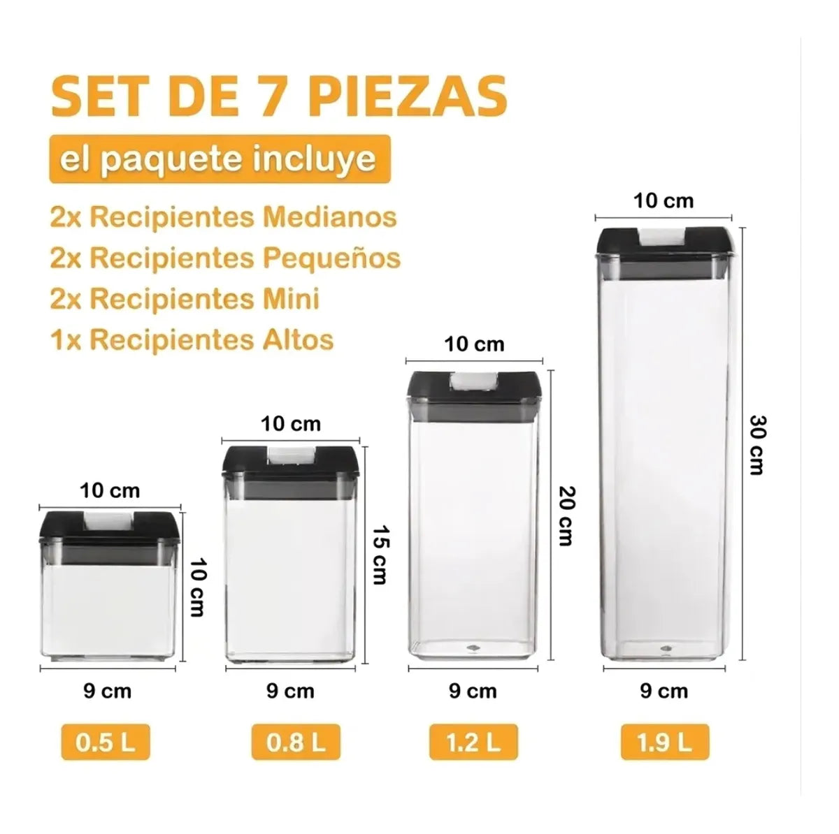 Set 7 Contenedor Hermético Frasco Alimento