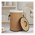 Canasto Ropa Sucia Milan Bambu Borde Hilo Negro Plegable