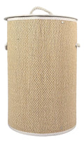 Canasto Ropa Sucia Aurora Bambu Tapa Plegable Hilo Beige
