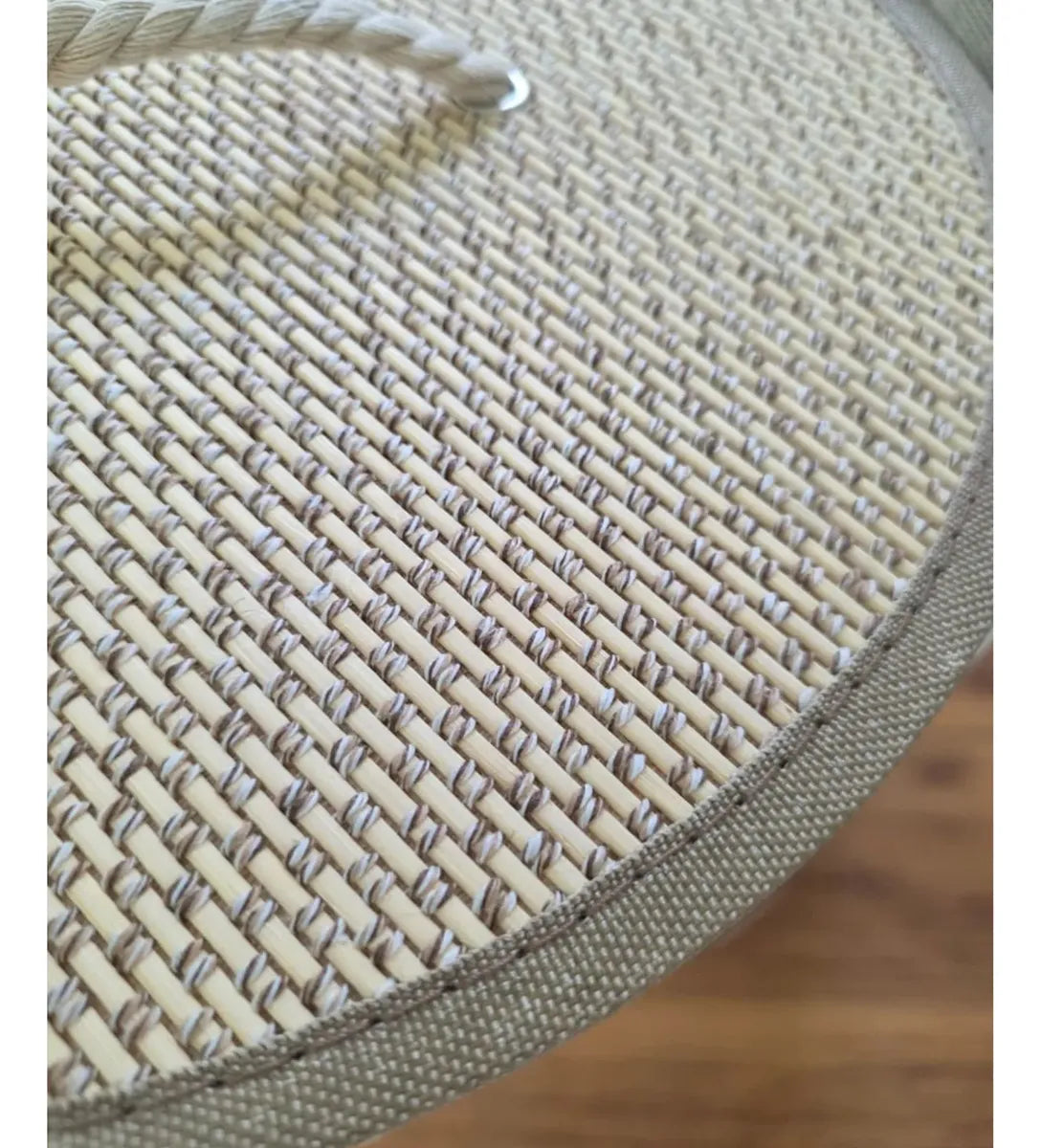 Canasto Ropa Sucia Aurora Bambu Tapa Plegable Hilo Beige