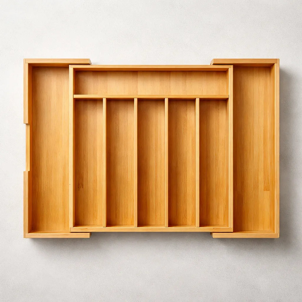 Organizador Cubierto Para Cajon Bambu Extensible 8 Division