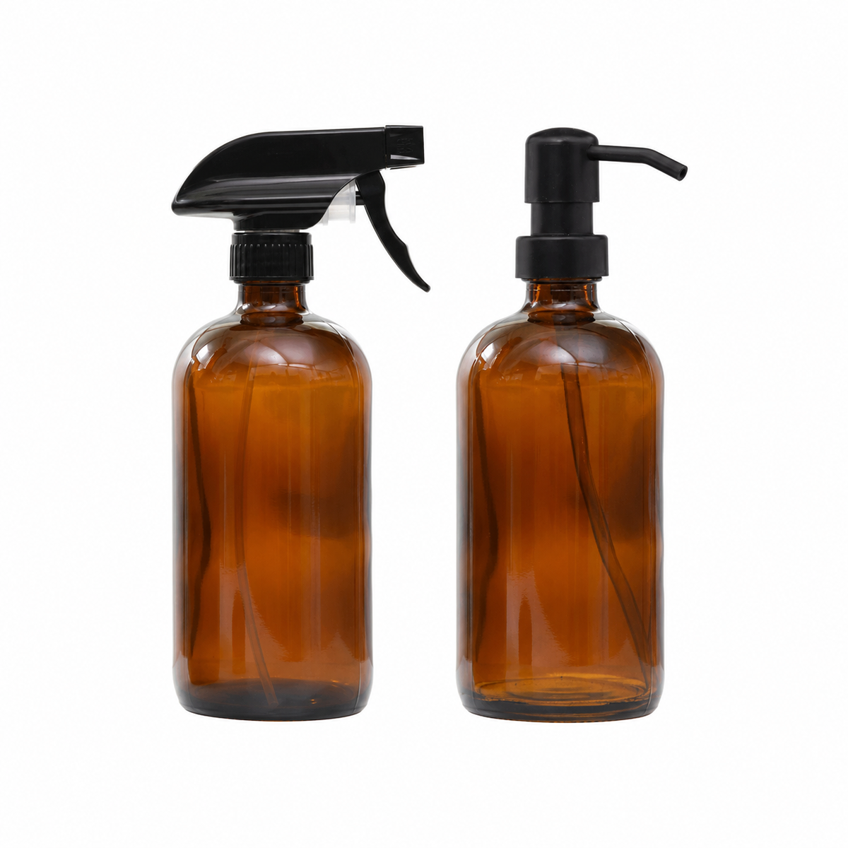 Atomizador Y Dispensador Jabon Botella Vidrio Ambar 500ml