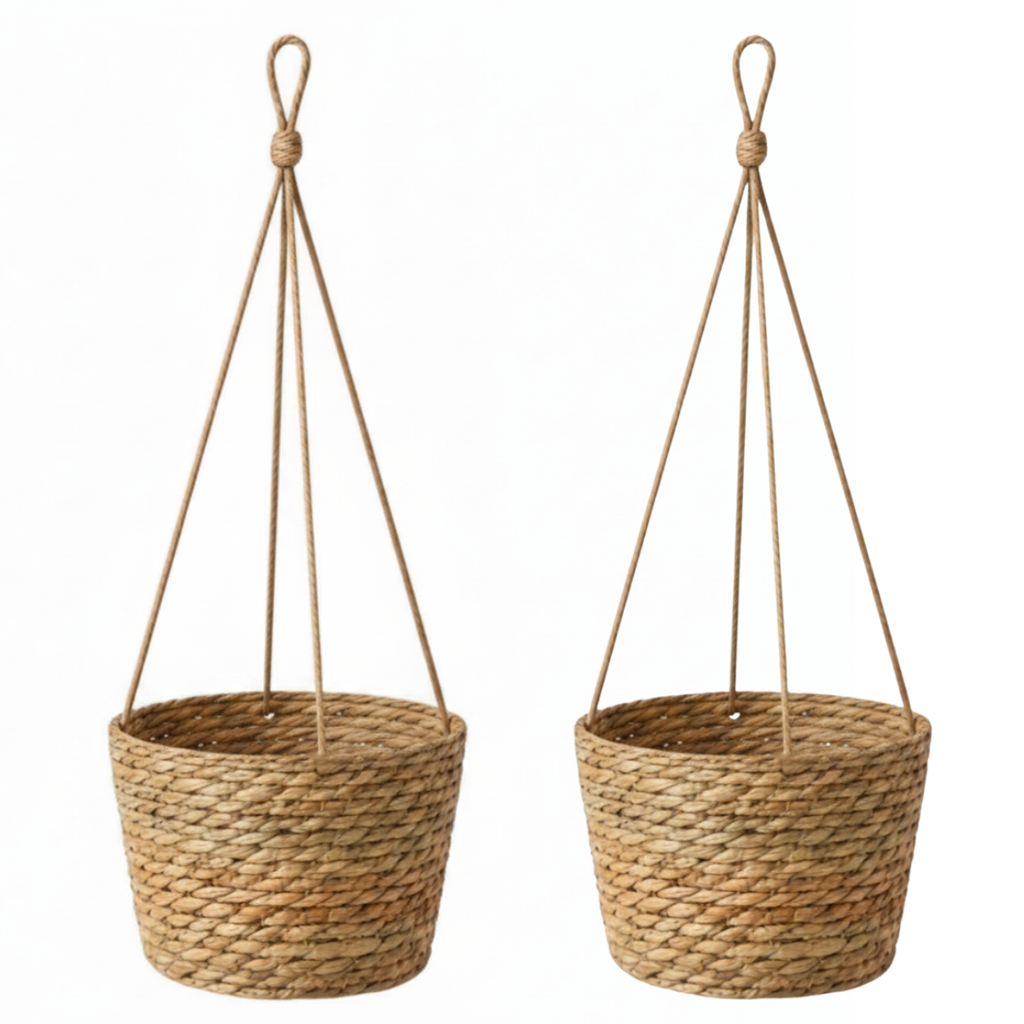 Pack 2 Porta Maceta Cesta De Yute Colgante Cuerda