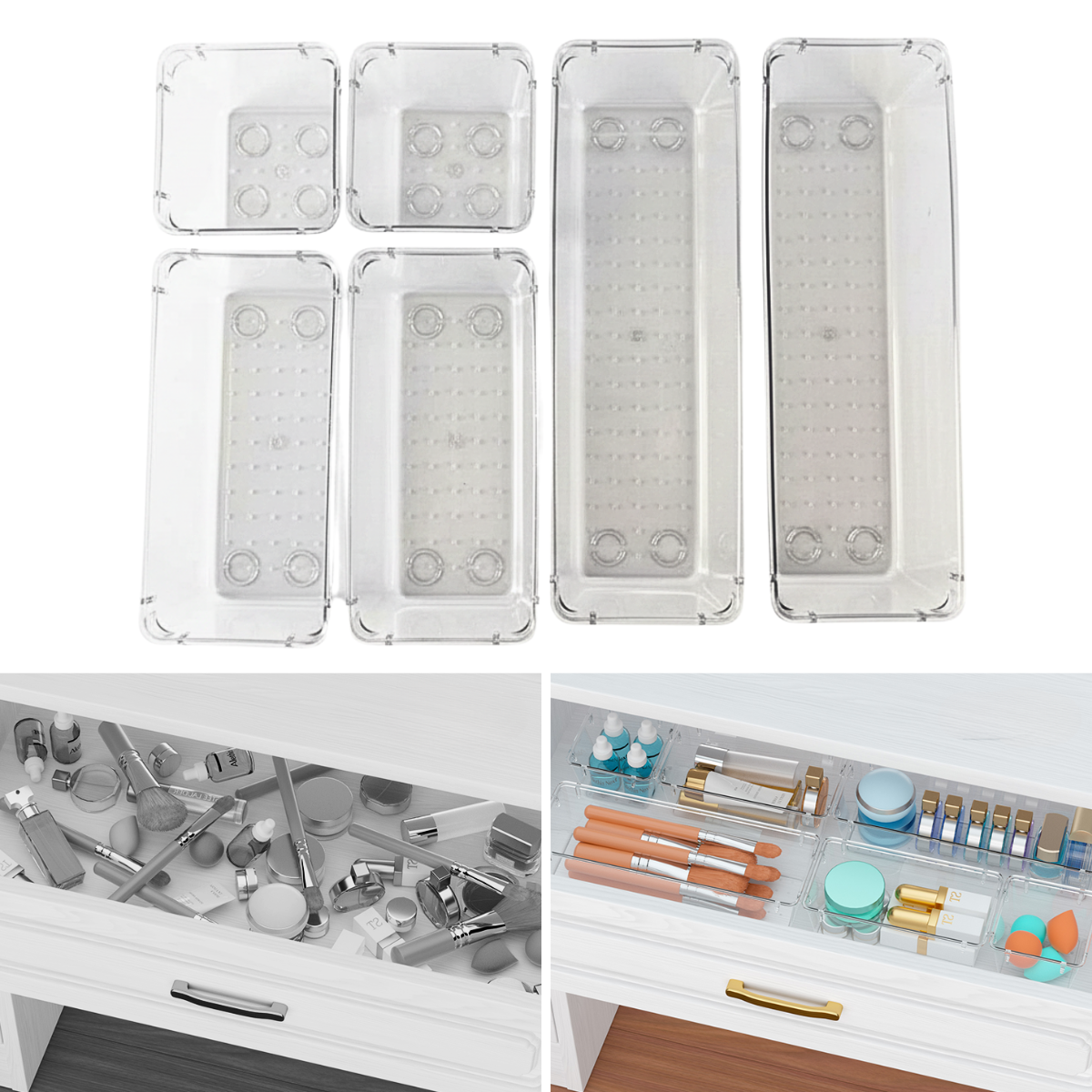 Set 6 Cajas Organizadora Cajon Closet Acrilico Maquillaje