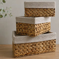 Set 3 Cesta Almacenamiento Canasta Fibra Natural Decorativa