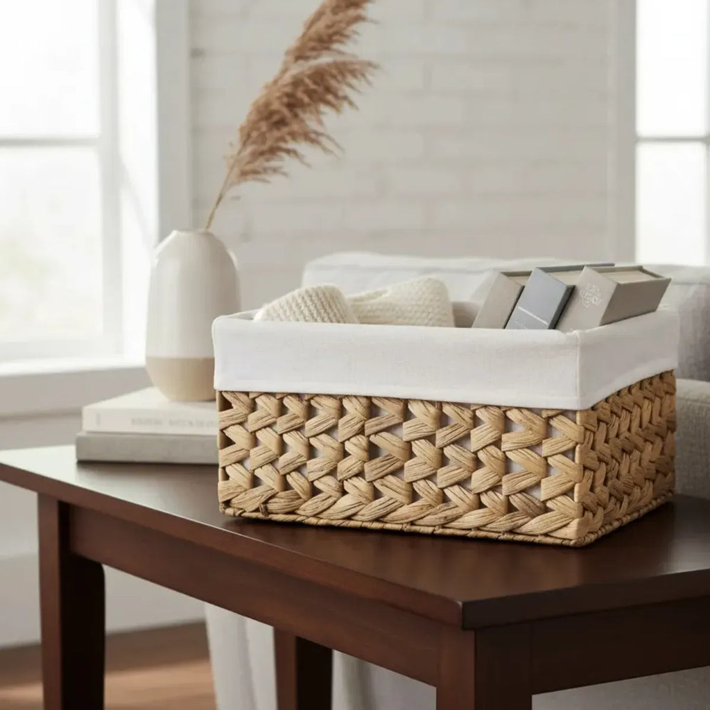 Set 3 Cesta Almacenamiento Canasta Fibra Natural Decorativa