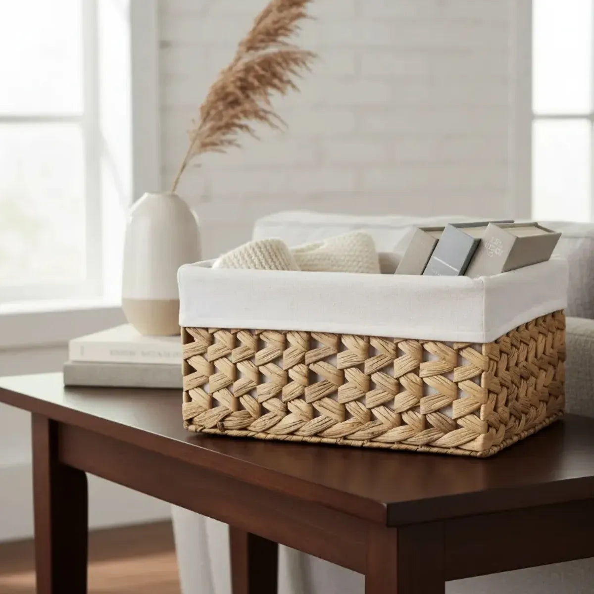 Set 3 Cesta Almacenamiento Canasta Fibra Natural Decorativa