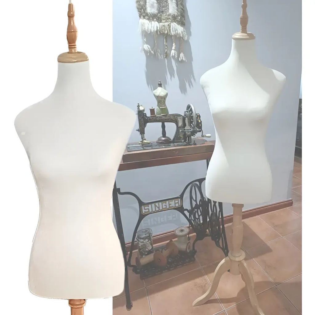 Torso Maniqui De Dama Costura Sastre Pedestal Madera Velvet