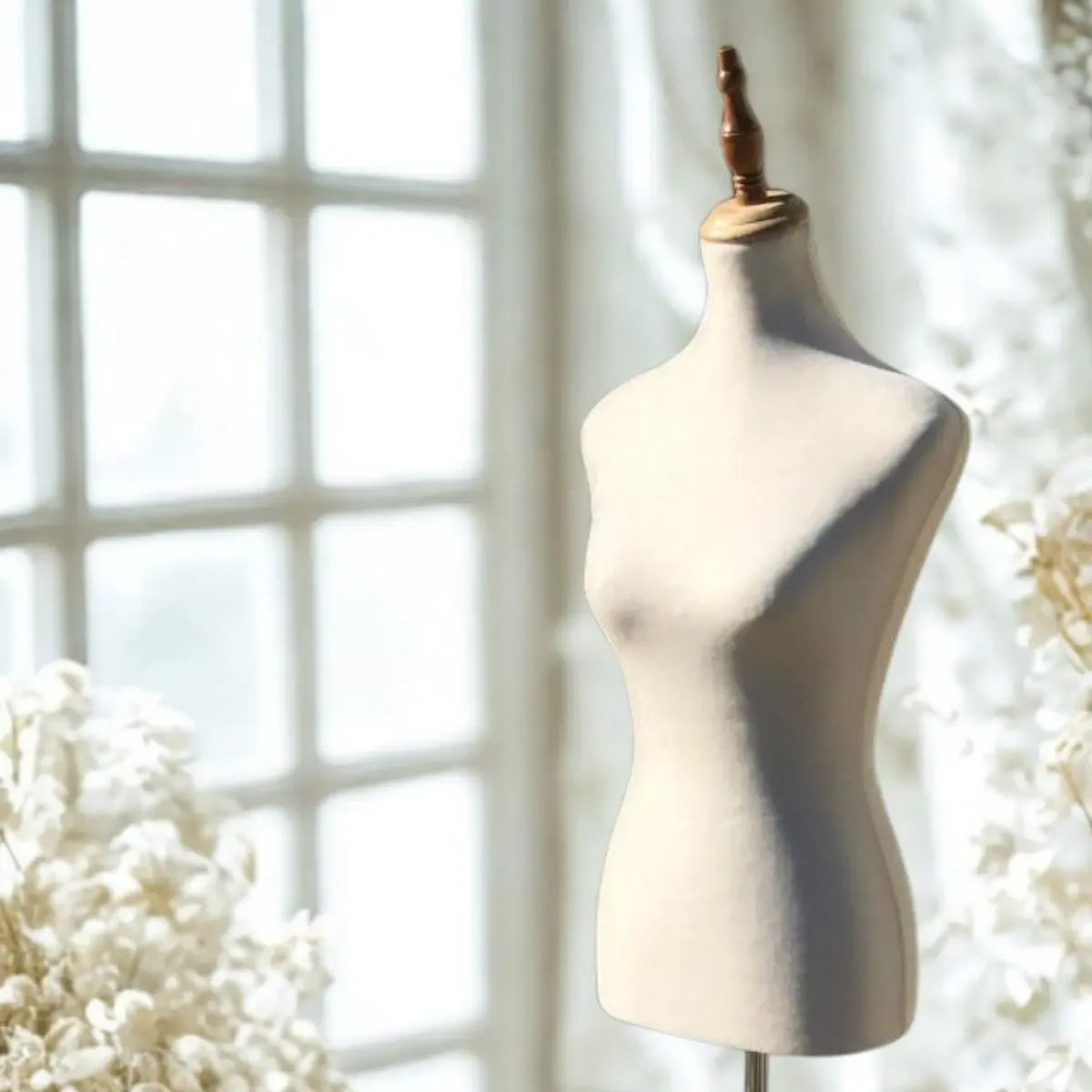 Torso Maniqui De Dama Costura Sastre Pedestal Madera Velvet