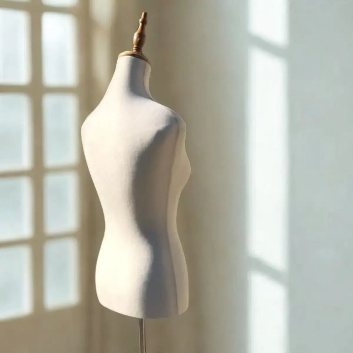 Torso Maniqui De Dama Costura Sastre Pedestal Madera Velvet