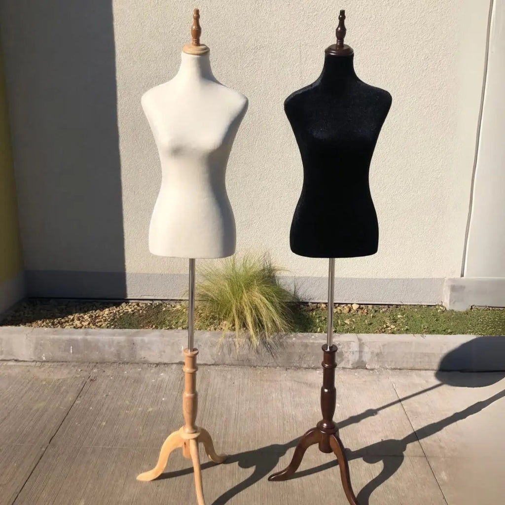 Torso Maniqui De Dama Costura Sastre Pedestal Madera Velvet