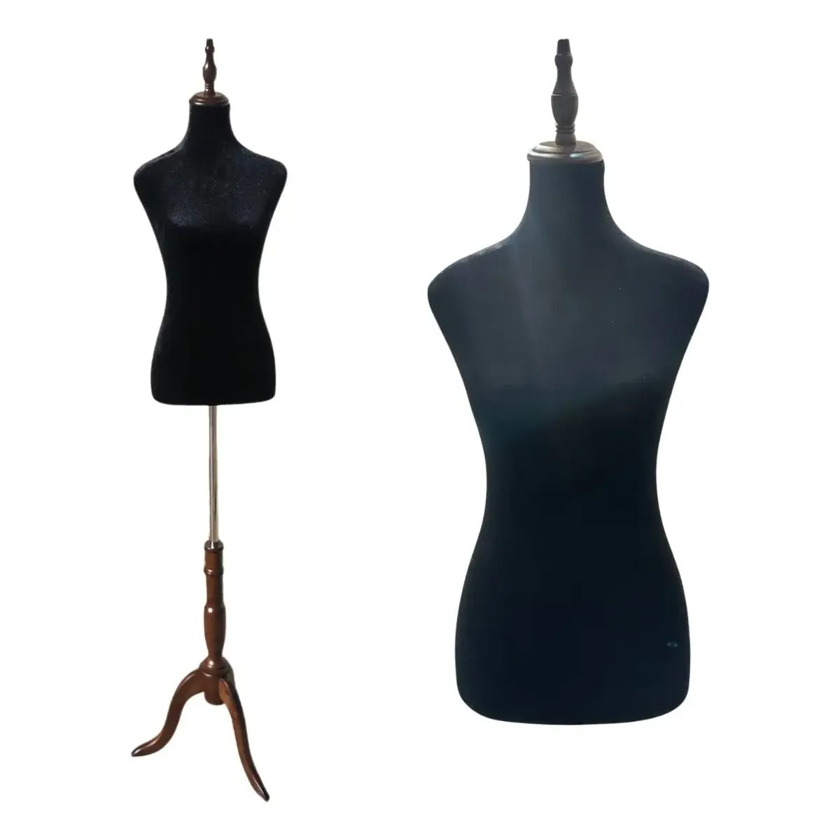Torso Maniqui De Dama Costura Sastre Pedestal Madera Velvet