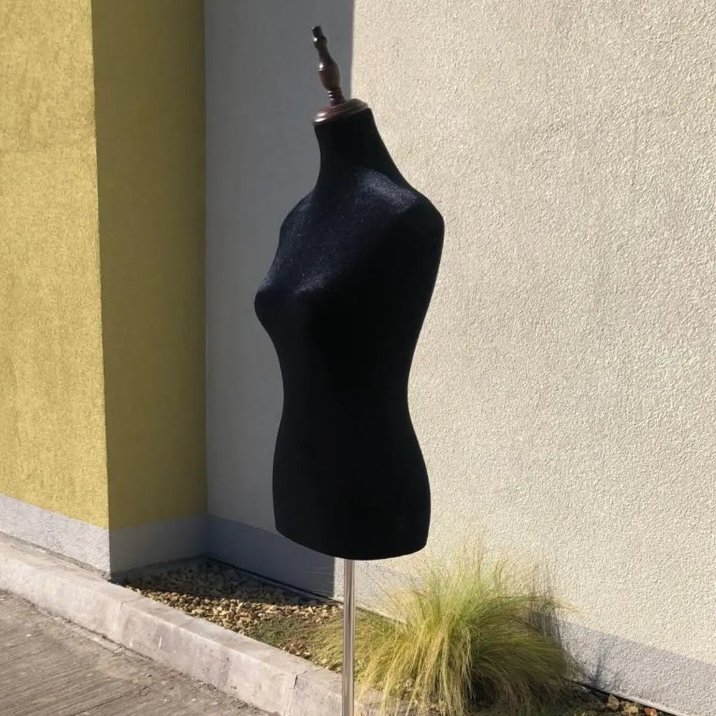 Torso Maniqui De Dama Costura Sastre Pedestal Madera Velvet