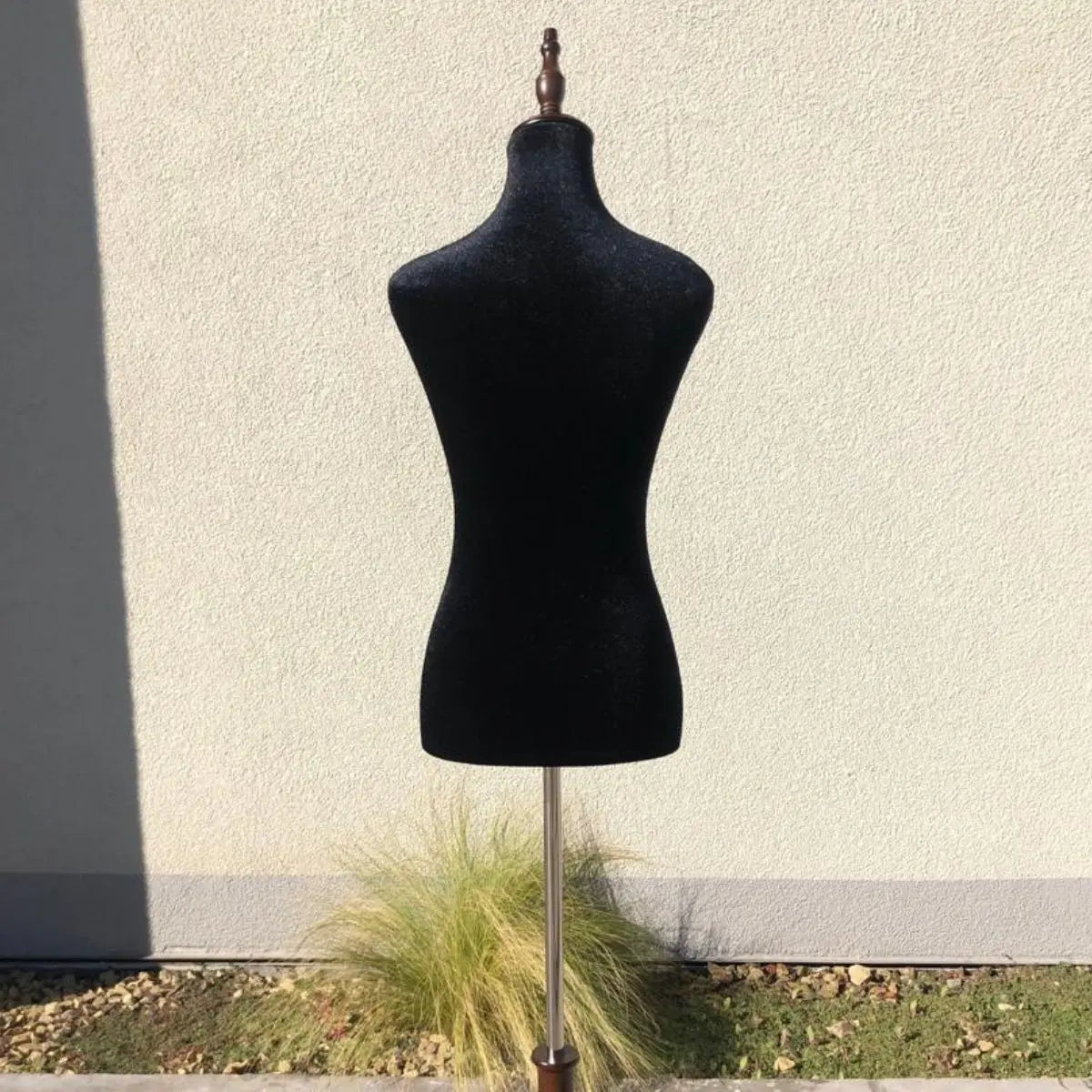 Torso Maniqui De Dama Costura Sastre Pedestal Madera Velvet