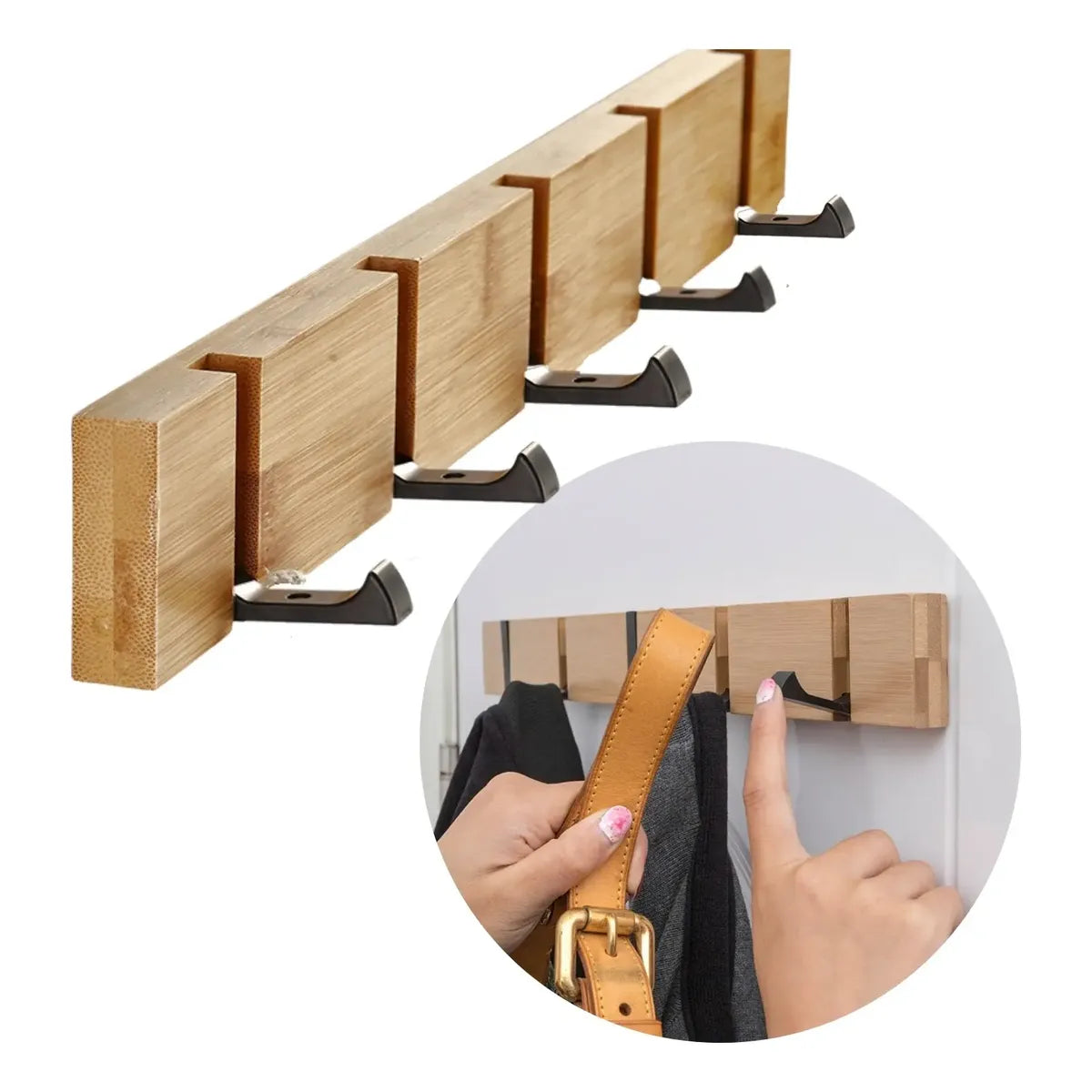 Perchero Pared Madera Pedro Colgador 5 Ganchos Percha