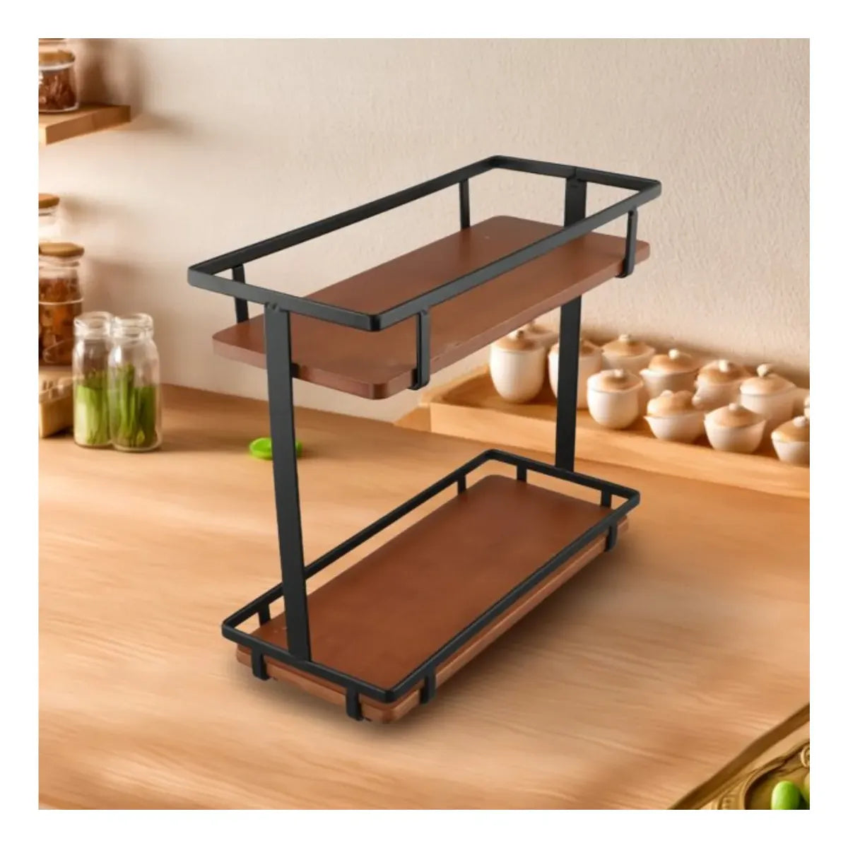 Mini Estante De Metal Dos Pisos Organizador Cocina Oficina