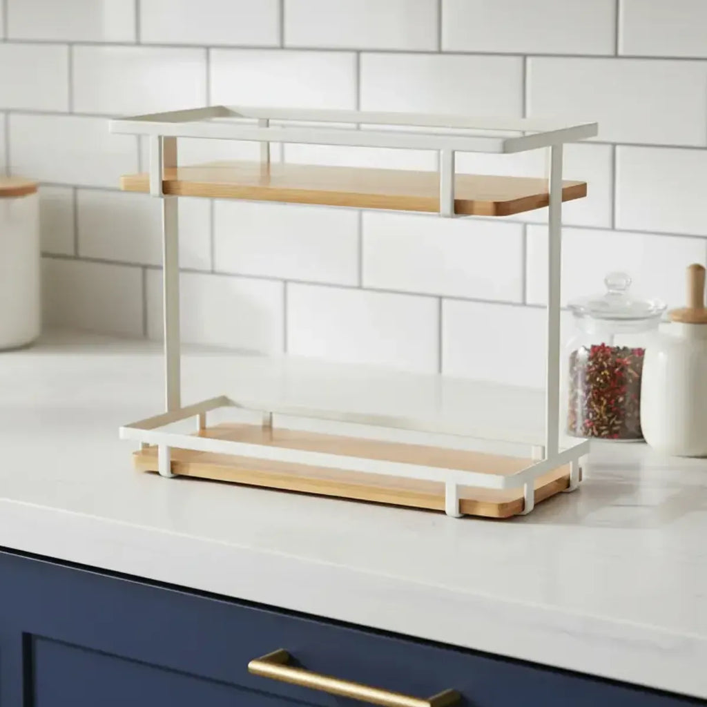 Mini Estante De Metal Dos Pisos Organizador Cocina Oficina