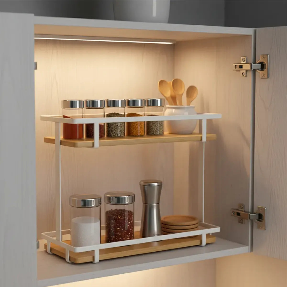 Mini Estante De Metal Dos Pisos Organizador Cocina Oficina