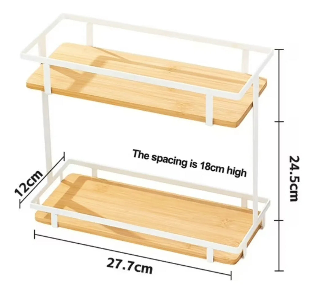 Mini Estante De Metal Dos Pisos Organizador Cocina Oficina
