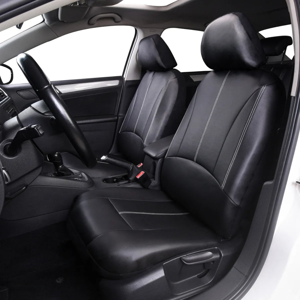 Funda Cubre Asiento Ecocuero Auto Pu Universal Negro