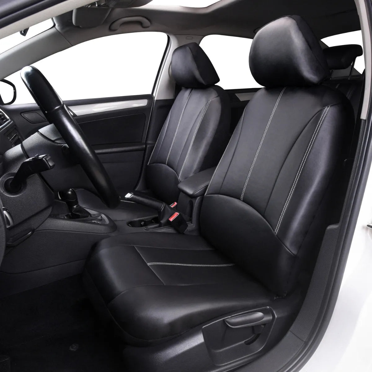 Funda Cubre Asiento Ecocuero Auto Pu Universal Negro