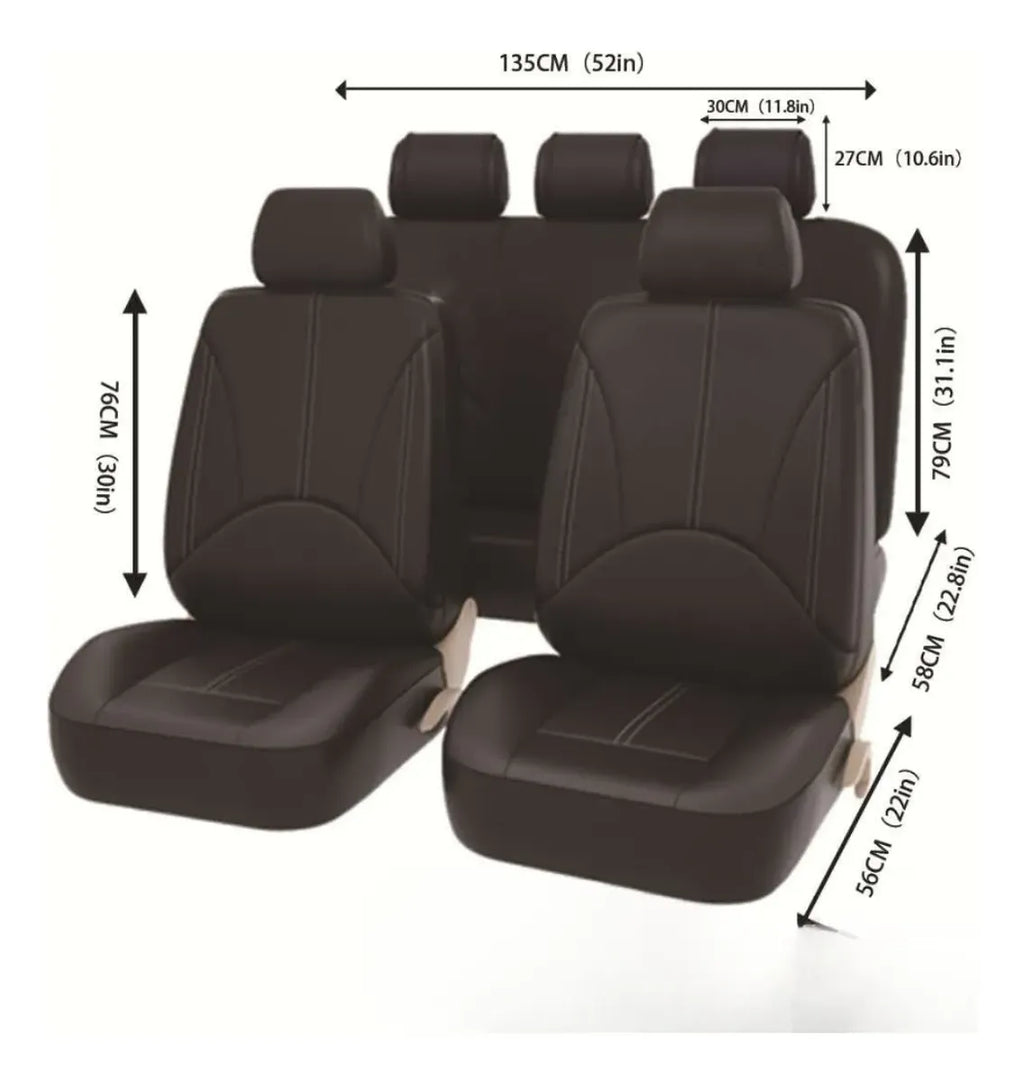 Funda Cubre Asiento Ecocuero Auto Pu Universal Negro