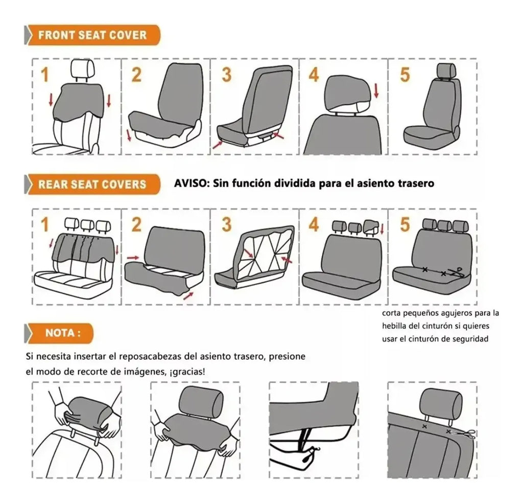 Funda Cubre Asiento Ecocuero Auto Pu Universal Negro