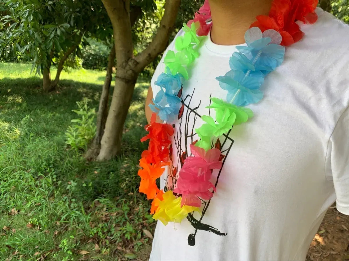 Pack De Collar Hawaiano Flor X 12 Fiesta Cotillón
