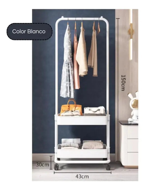 Perchero Organizador Con Cestas Y Ruedas De Ropa Multiuso