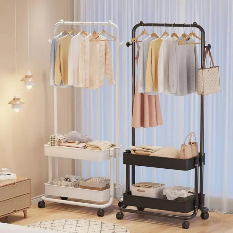 Perchero Organizador Con Cestas Y Ruedas De Ropa Multiuso