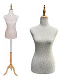 Maniquí Torso Vestido Con Tela Pedestal Madera Exhibidor