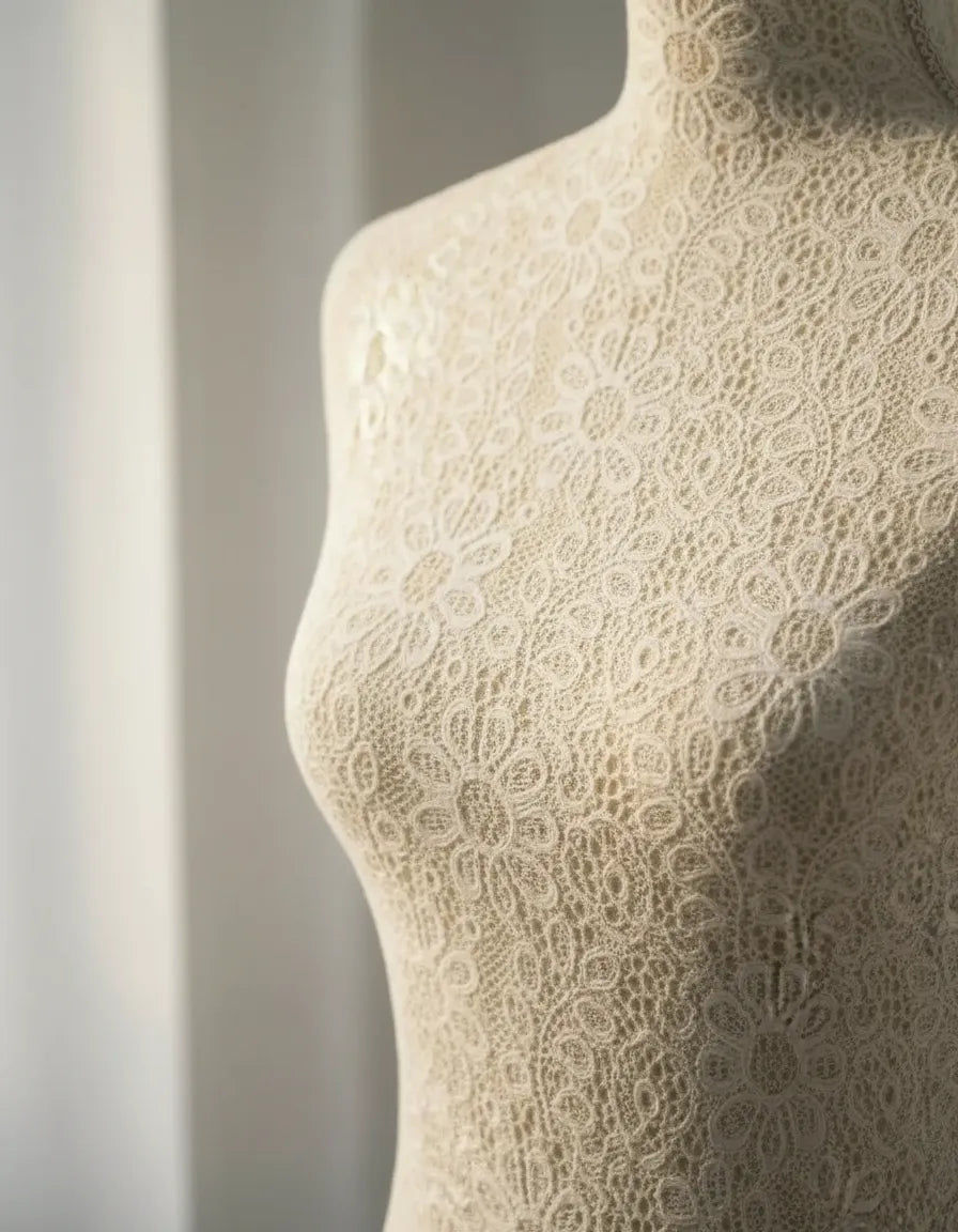 Maniquí Torso Vestido Con Tela Pedestal Madera Exhibidor