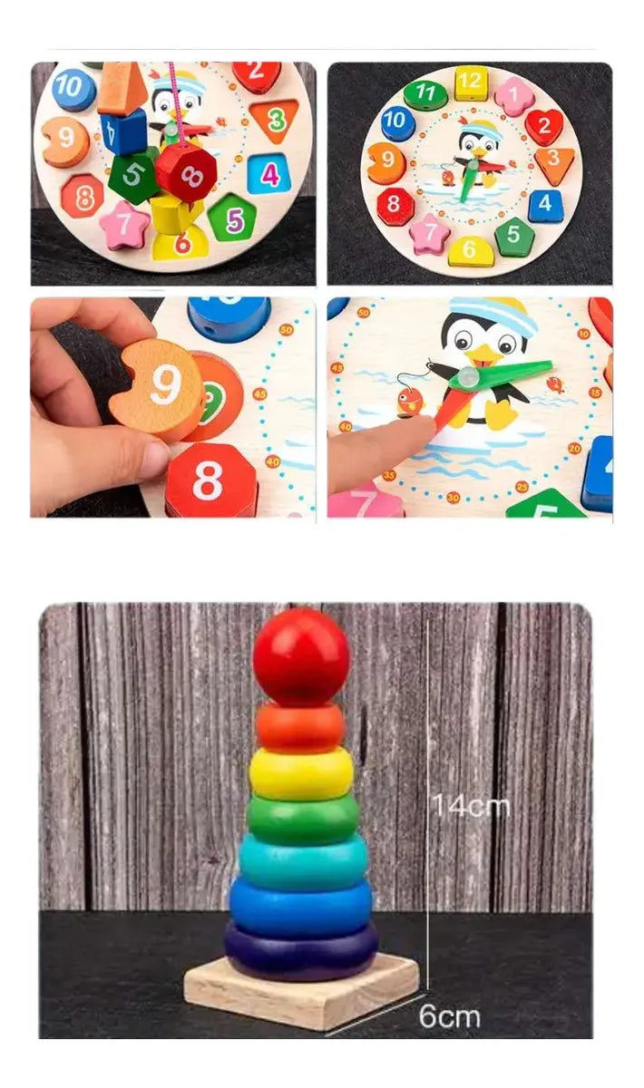 Pack 5 Juguetes Didactico Madera Montessori Educativo