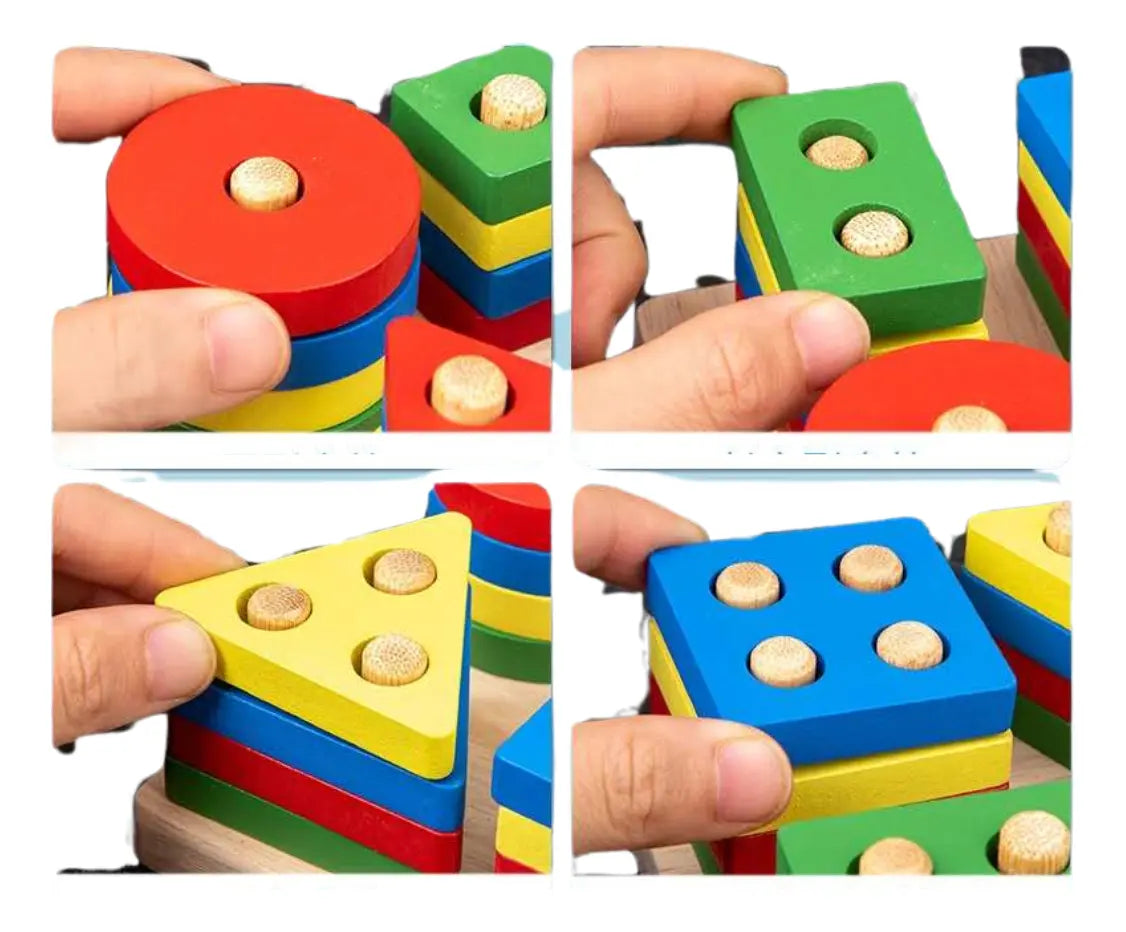 Pack 5 Juguetes Didactico Madera Montessori Educativo
