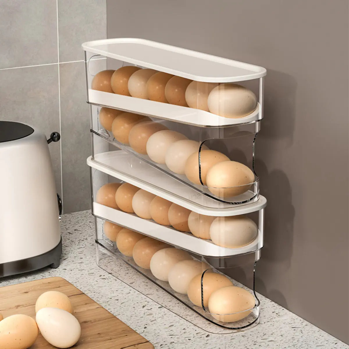 Huevera Organizadora Corredizo Para Huevos Acrilico