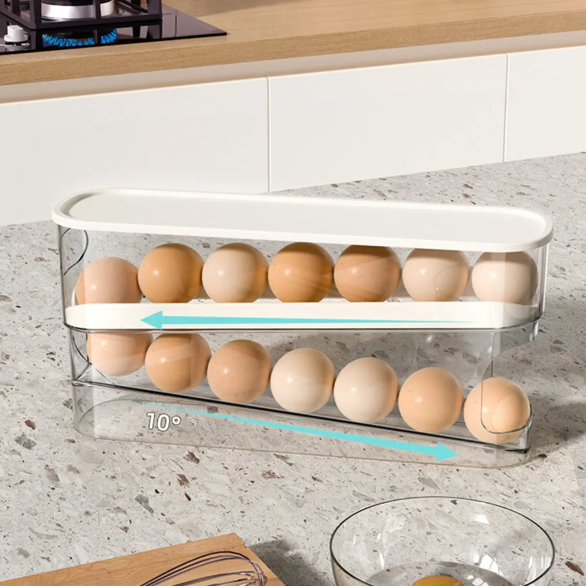 Huevera Organizadora Corredizo Para Huevos Acrilico
