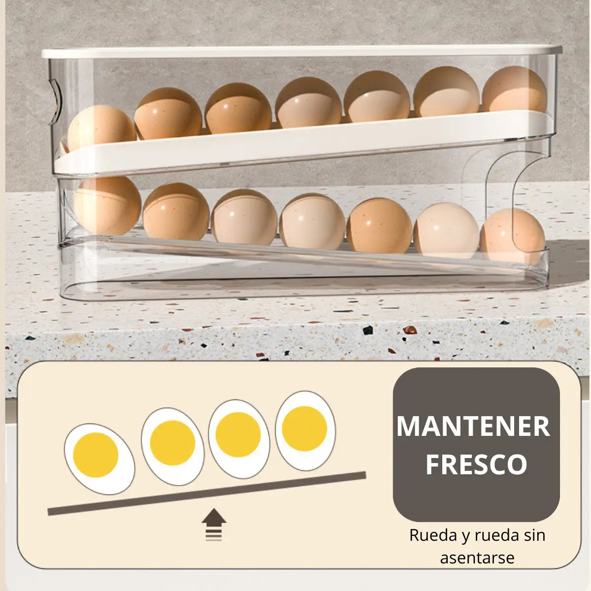 Huevera Organizadora Corredizo Para Huevos Acrilico