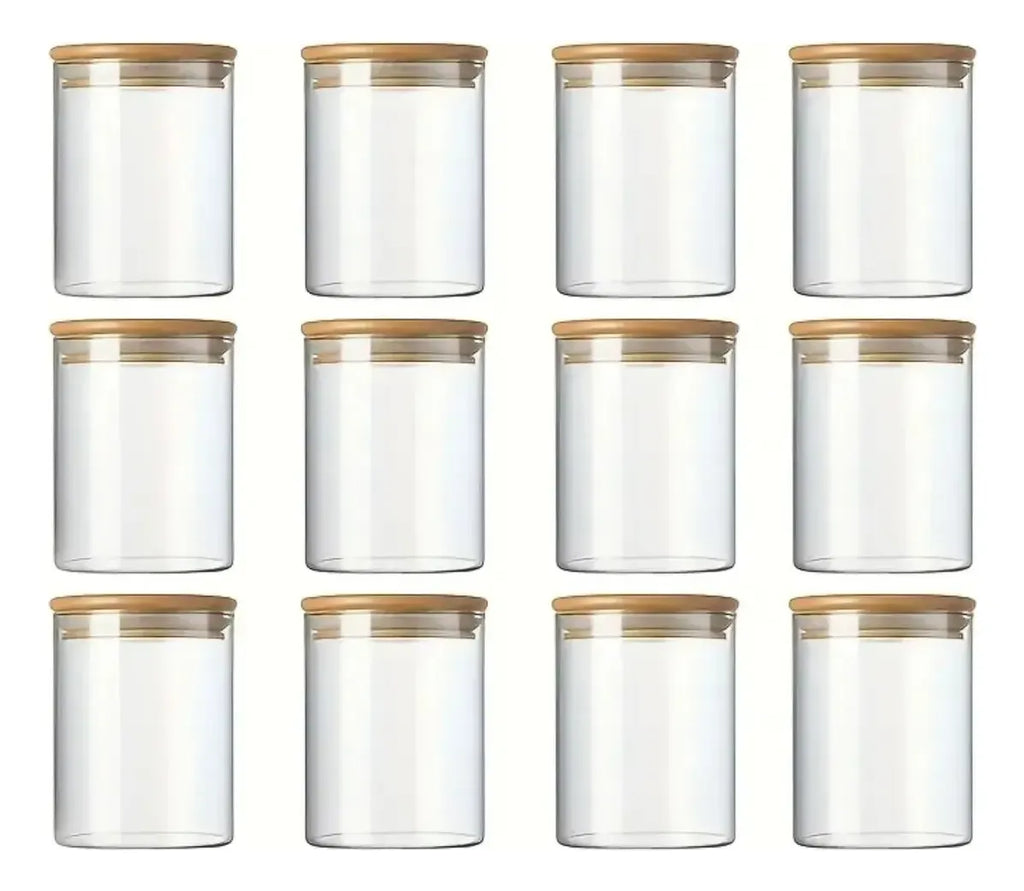 12 Frascos Hermetico Tapa redondo 150ml + 18 Etiquetas