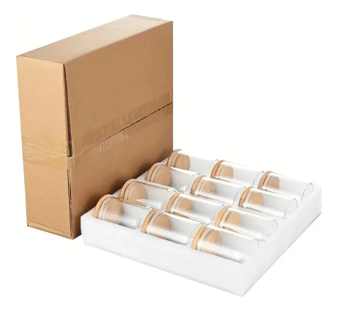 12 Frascos Hermetico Tapa redondo 150ml + 18 Etiquetas
