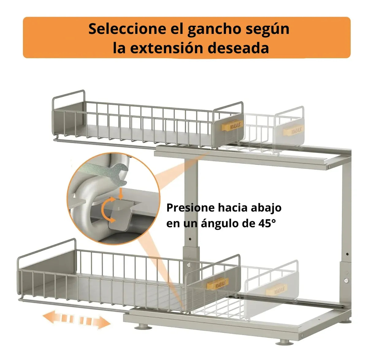 Organizador Deslizante Estante 2 Nivel Cajon Bajo Lavaplato