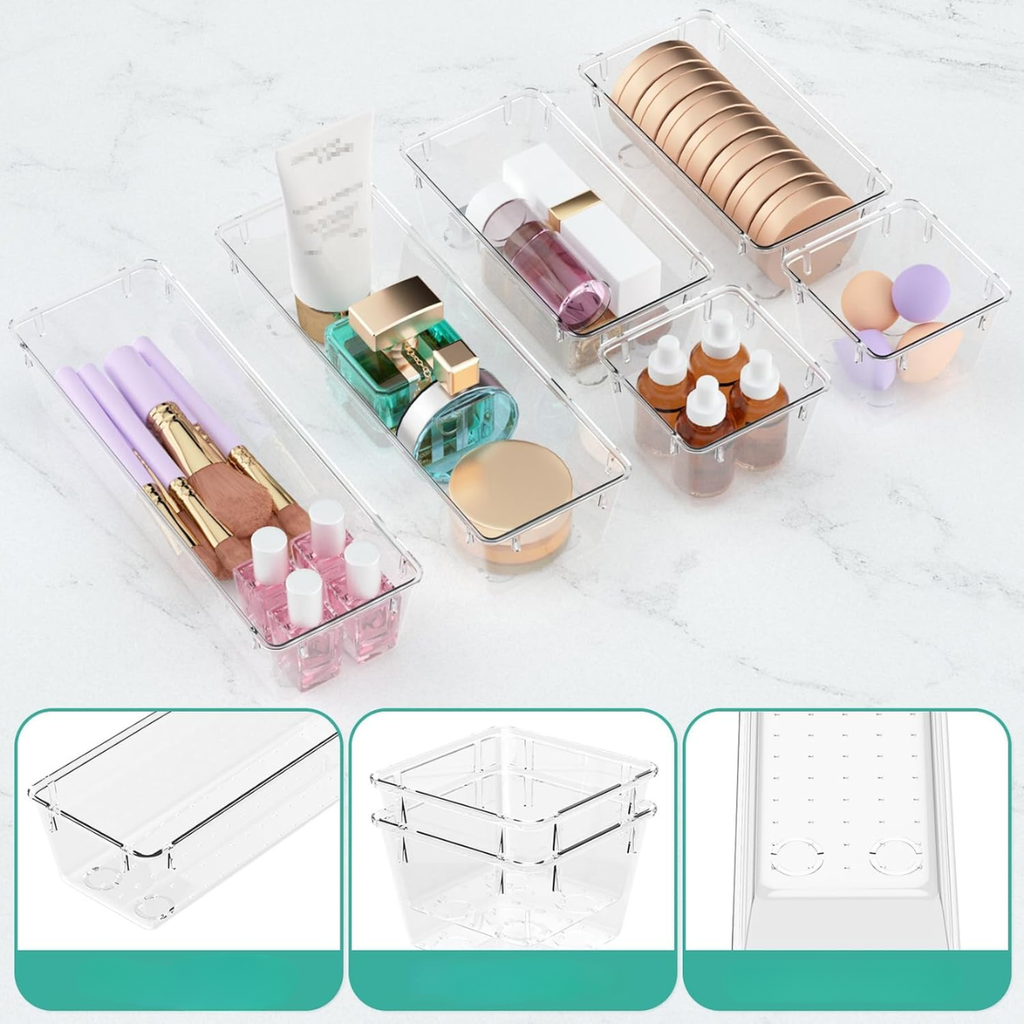 Set 6 Cajas Organizadora Cajon Closet Acrilico Maquillaje