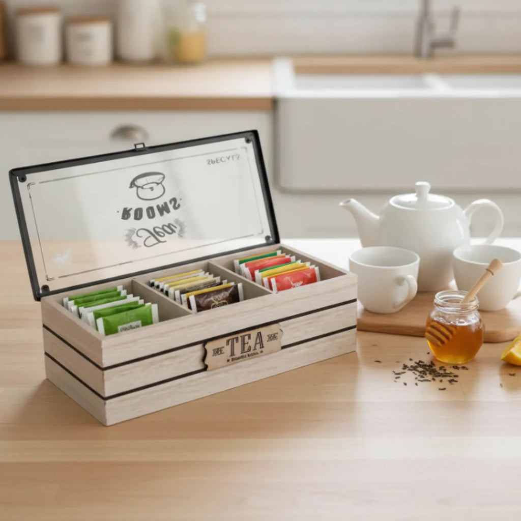 Caja De Te Organizador Bolsa De Te Con Tapa Vidrio