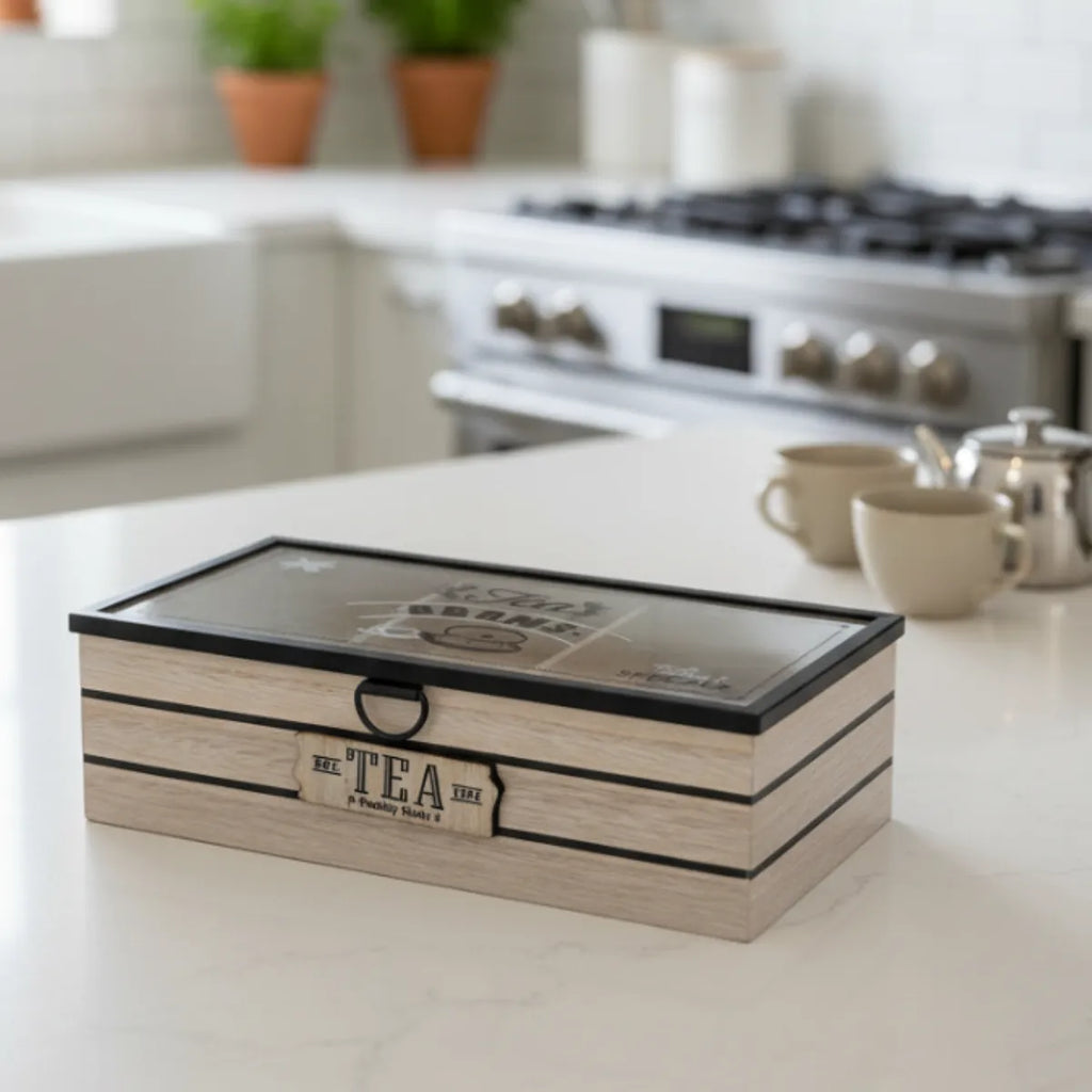 Caja De Te Organizador Bolsa De Te Con Tapa Vidrio