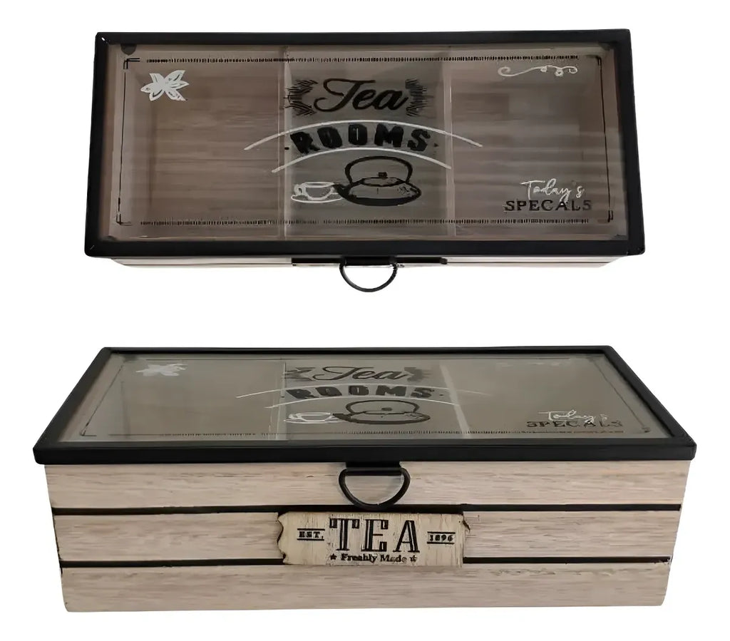 Caja De Te Organizador Bolsa De Te Con Tapa Vidrio