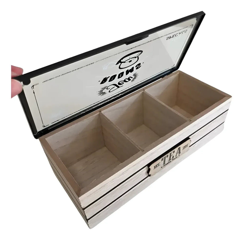 Caja De Te Organizador Bolsa De Te Con Tapa Vidrio