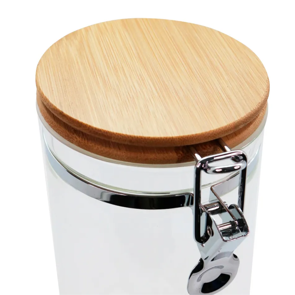 2 Frascos Clip 1000ml Contenedor Hermetico Tapa Bambu 8x20cm