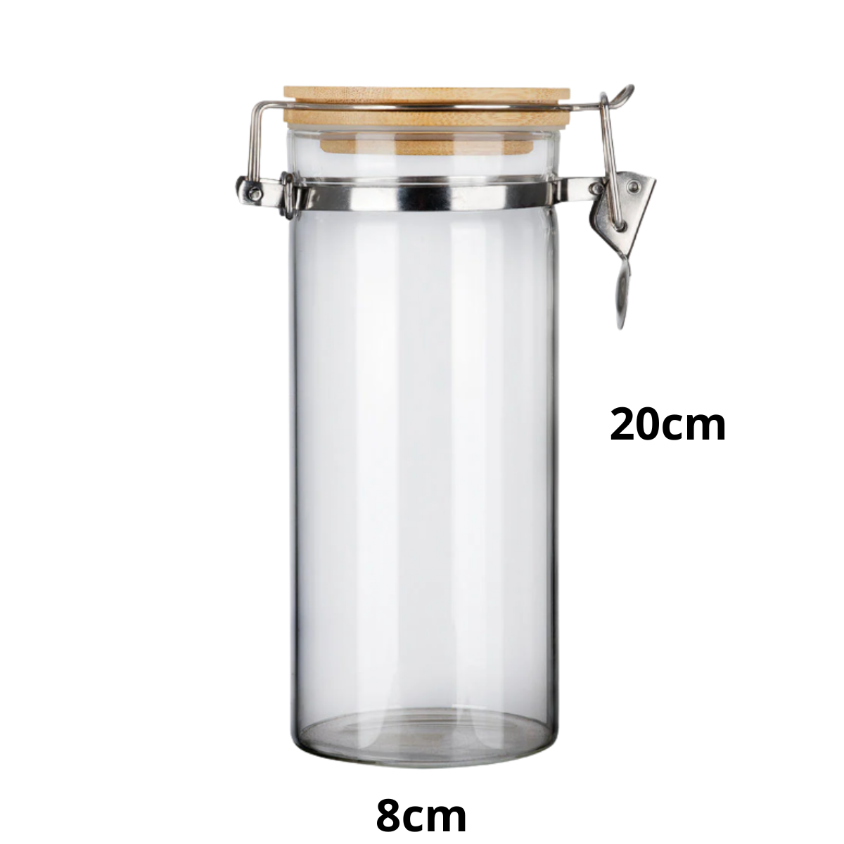 2 Frascos Clip 1000ml Contenedor Hermetico Tapa Bambu 8x20cm